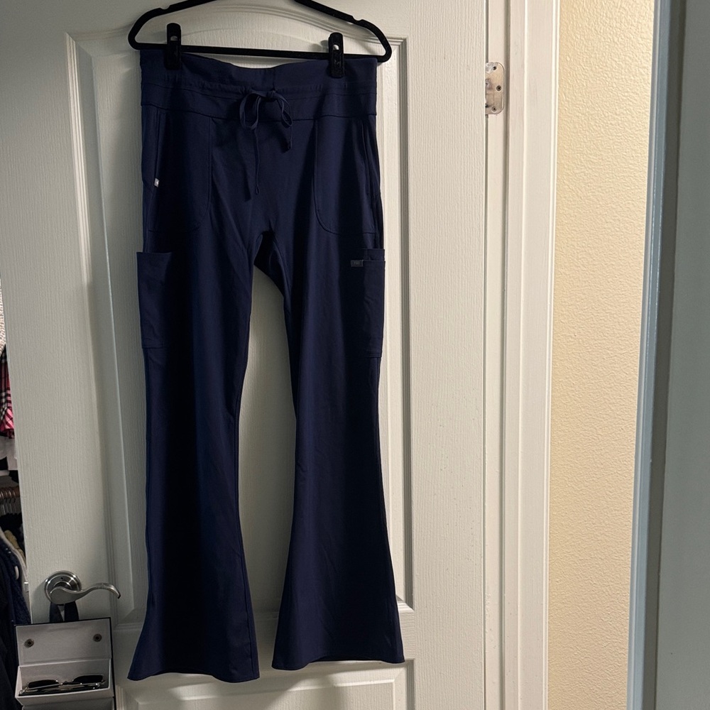 FIGS Navy Blue Sevilla High Waisted Flare Scrub Pants